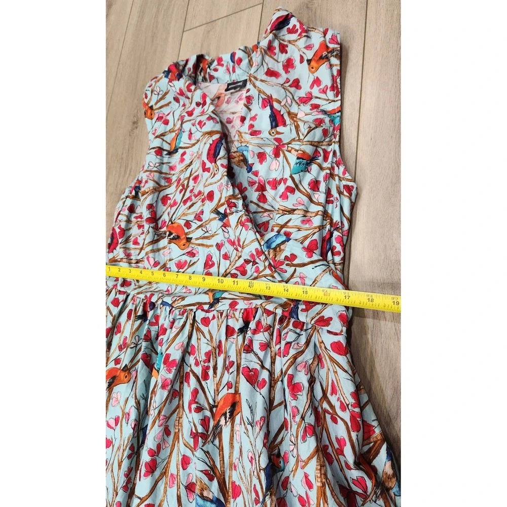 Retrolicious Women 3X Bird Print Fit Flare Spring Dress Side Zip 100% Cotton USA - Picture 8 of 12
